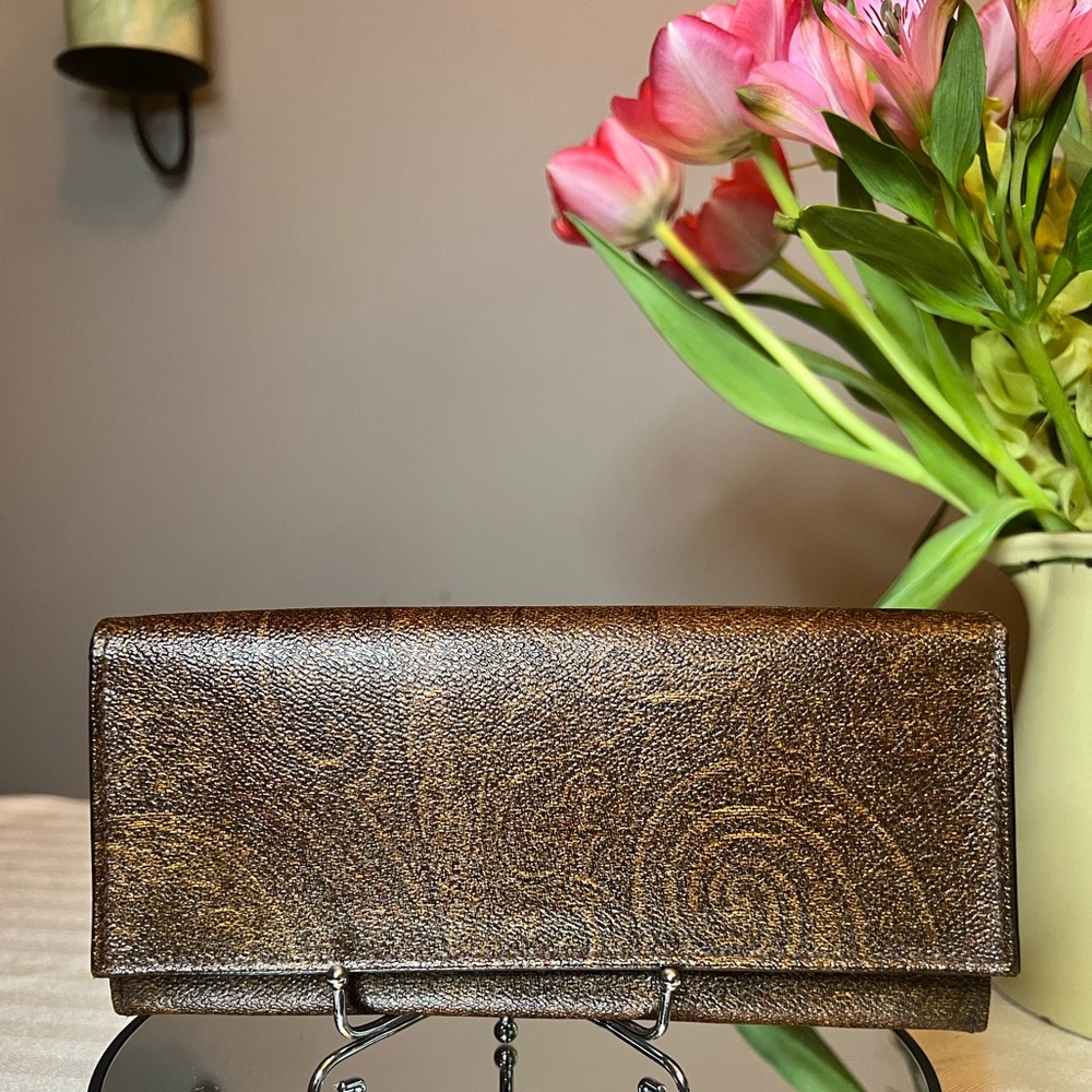 ETRO Milano Vintage Brown Paisley Print Wallet with Minimalist Design